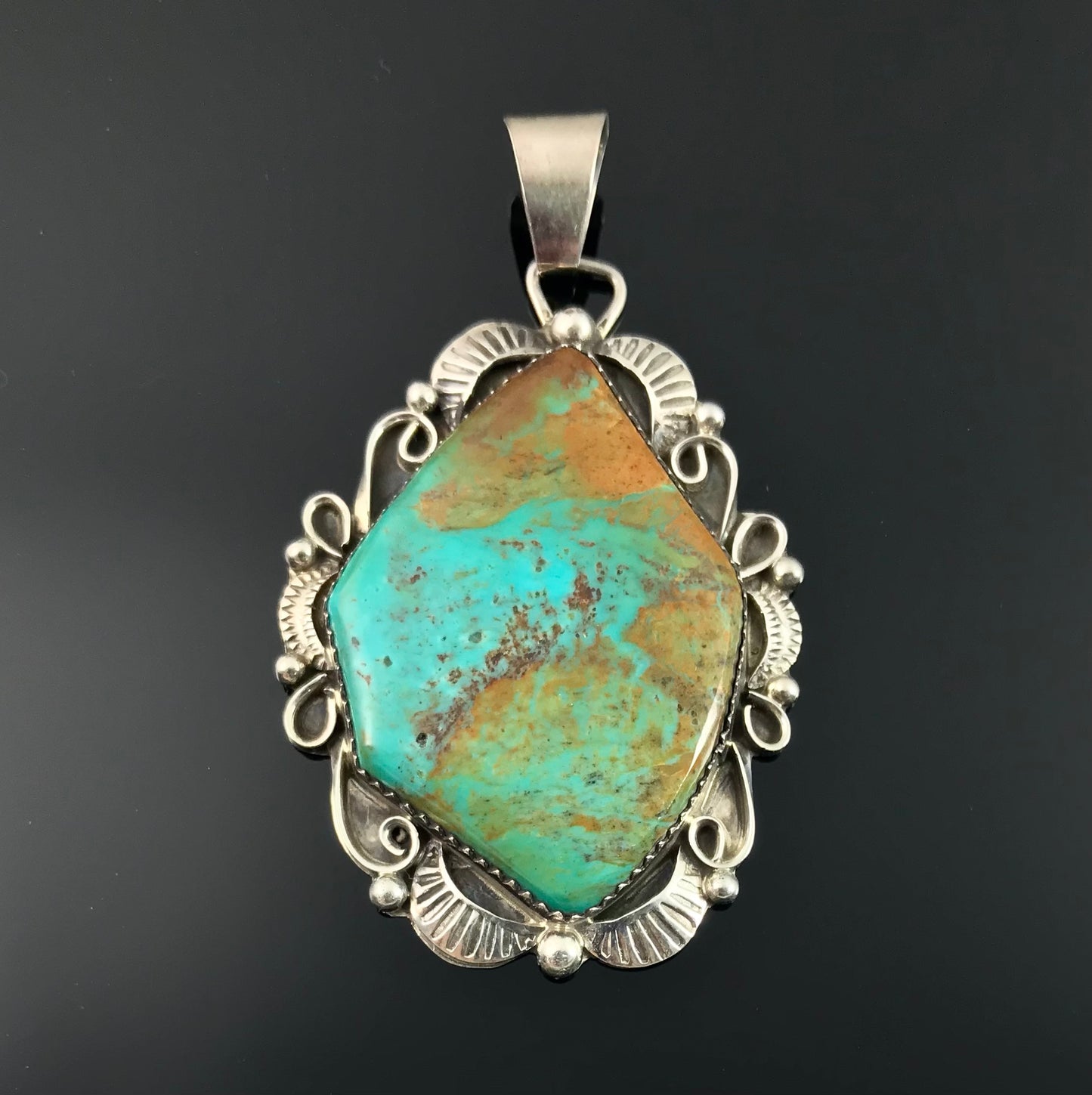 Turquoise Navajo Necklace Pendant Native American - Lionel and Lucille Calladitto