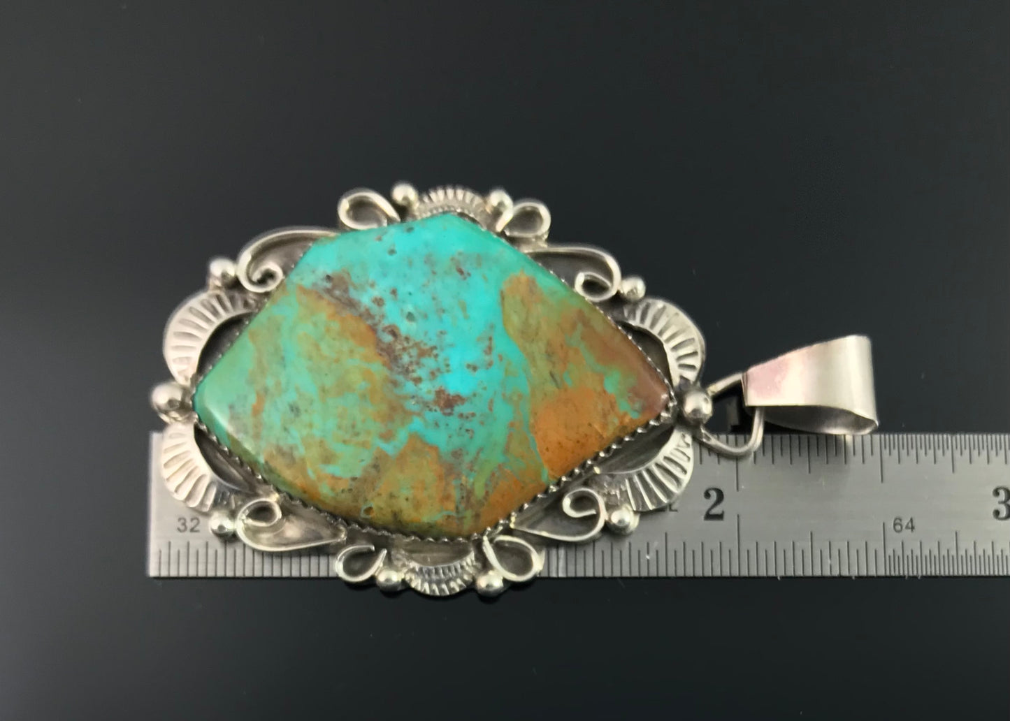 Turquoise Navajo Necklace Pendant Native American - Lionel and Lucille Calladitto