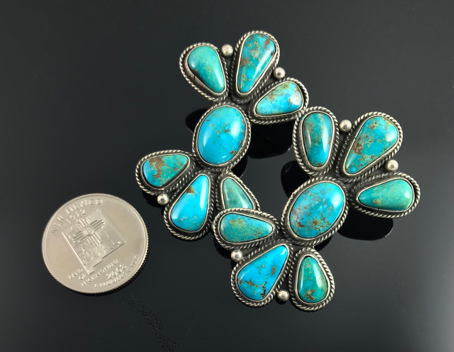 Turquoise Cluster Earrings Native American Navajo - Robin Tsosie