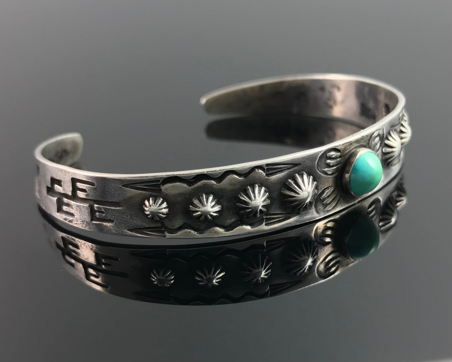 Small Wrist Fred Harvey Turquoise Native American Navajo Cuff Bracelet - Vintage