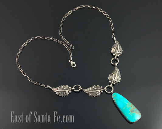 Turquoise & Feathers Necklace Navajo Native American - Mark Barney