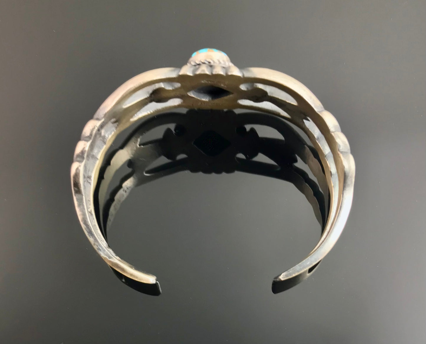 Sand Cast Turquoise Navajo Native American Cuff Bracelet - Harrison Bitsui