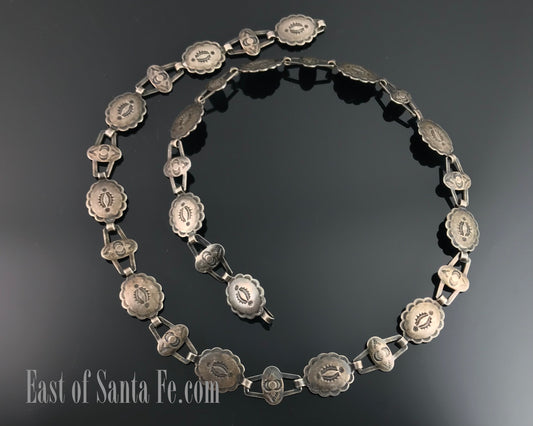 Fred Harvey Era Child's Concho Link Belt or Necklace Sterling Silver Native American Navajo