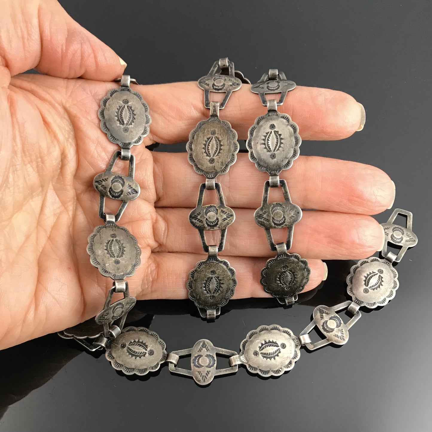 Fred Harvey Era Child's Concho Link Belt or Necklace Sterling Silver Native American Navajo