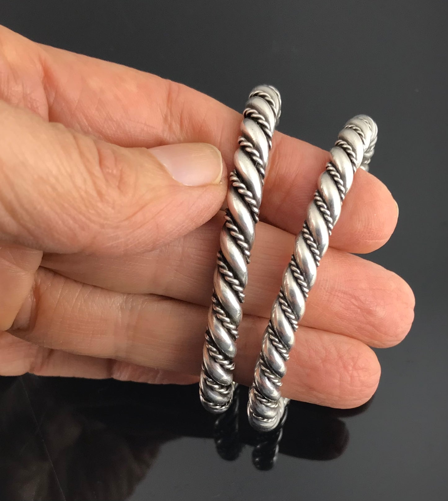 Navajo Native American Twist Sterling Cuff Bracelet - Vintage