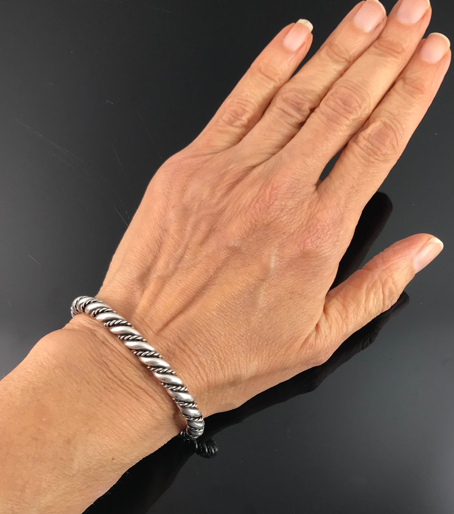 Navajo Native American Twist Sterling Cuff Bracelet - Vintage