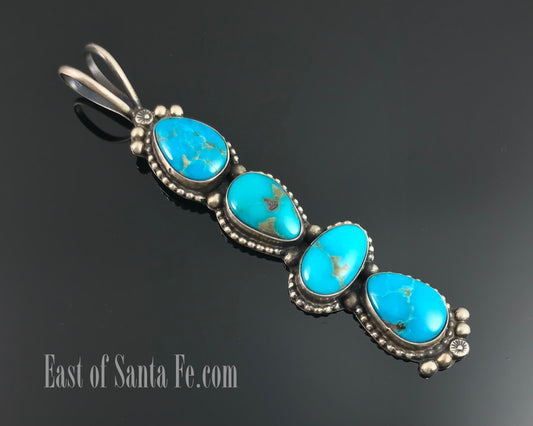 Kingman Turquoise Totem Necklace Pendant Navajo Native American - Sheila Becenti