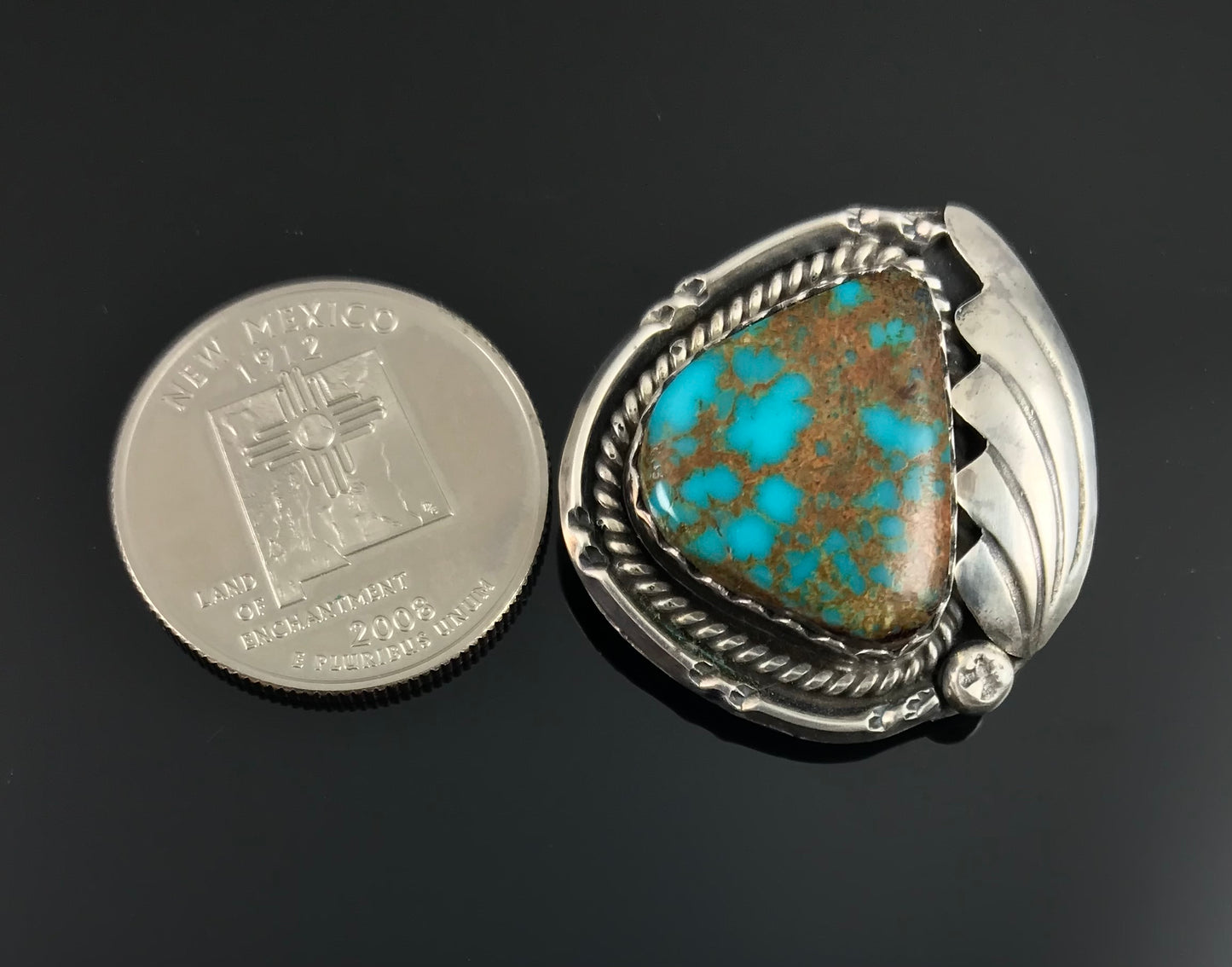 Vintage Turquoise Navajo Pin / Pendant Native American - Fanny Chavez Platero
