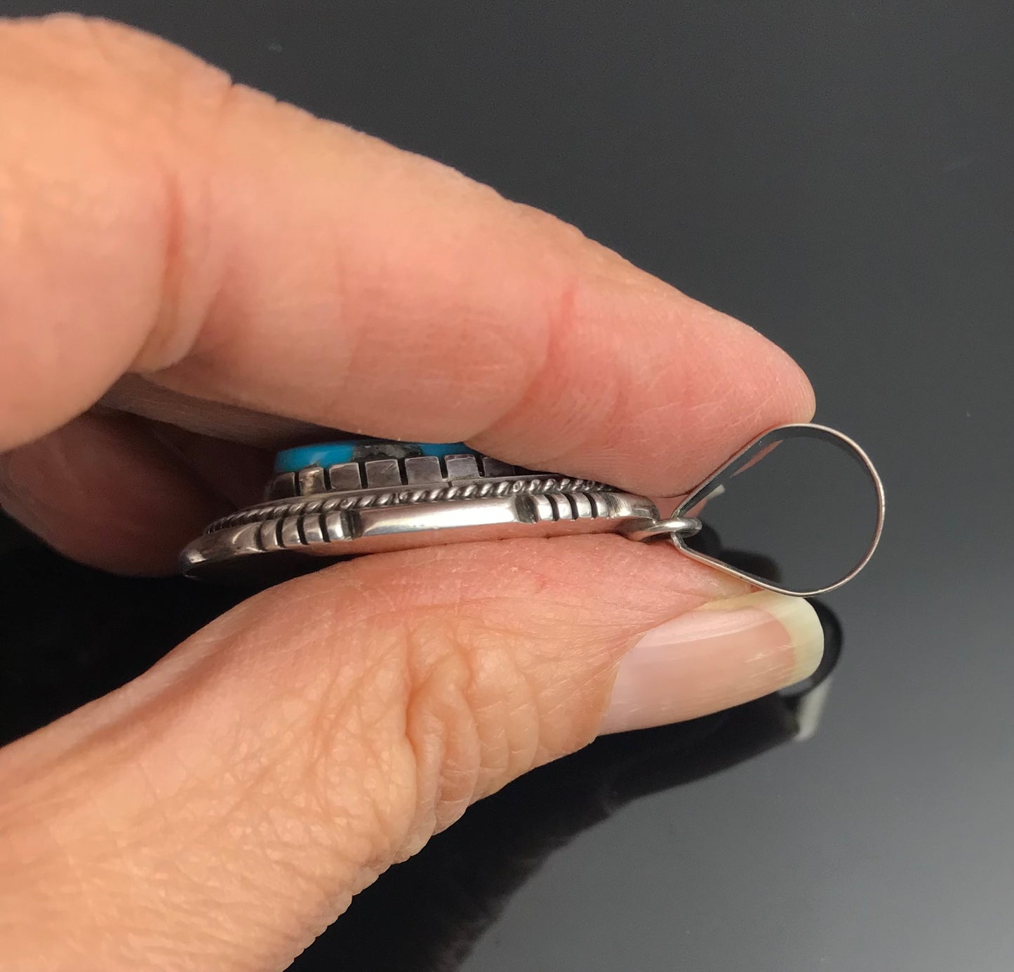 Morenci Turquoise Navajo Pendant Native American - Delbert Vandever