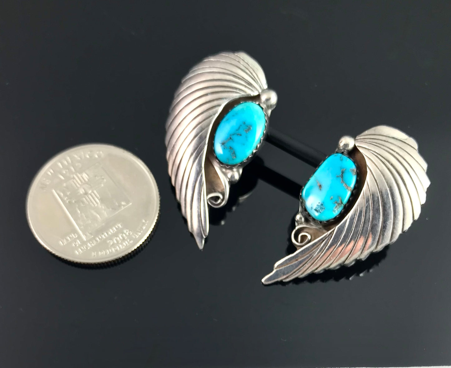 Navajo Angel Wings Turquoise Native American Earrings - Vintage