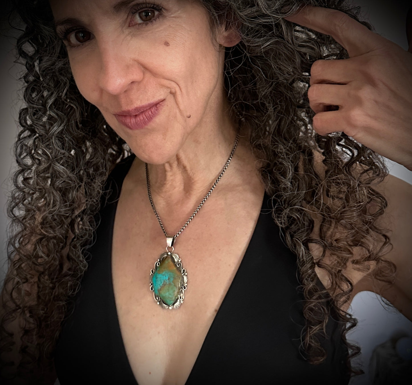 Turquoise Navajo Necklace Pendant Native American - Lionel and Lucille Calladitto