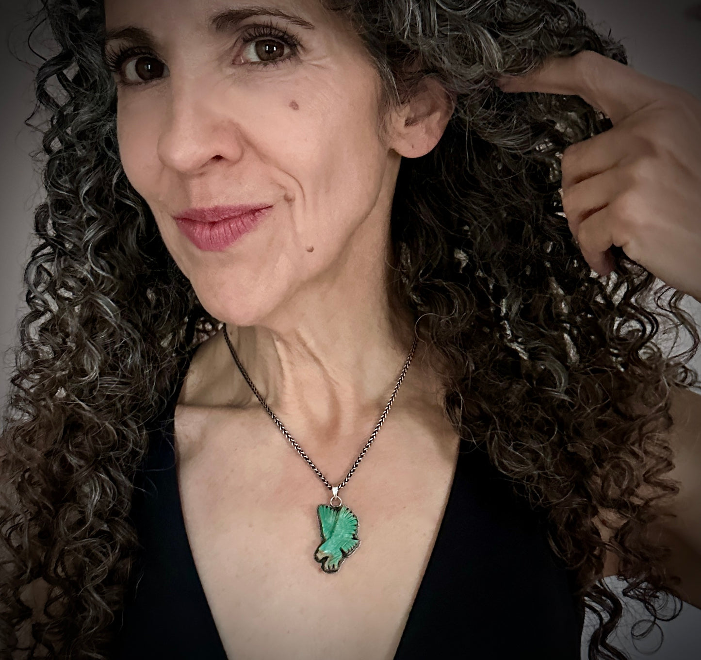 Carved Turquoise Eagle Necklace Pendant Navajo Native American - ED
