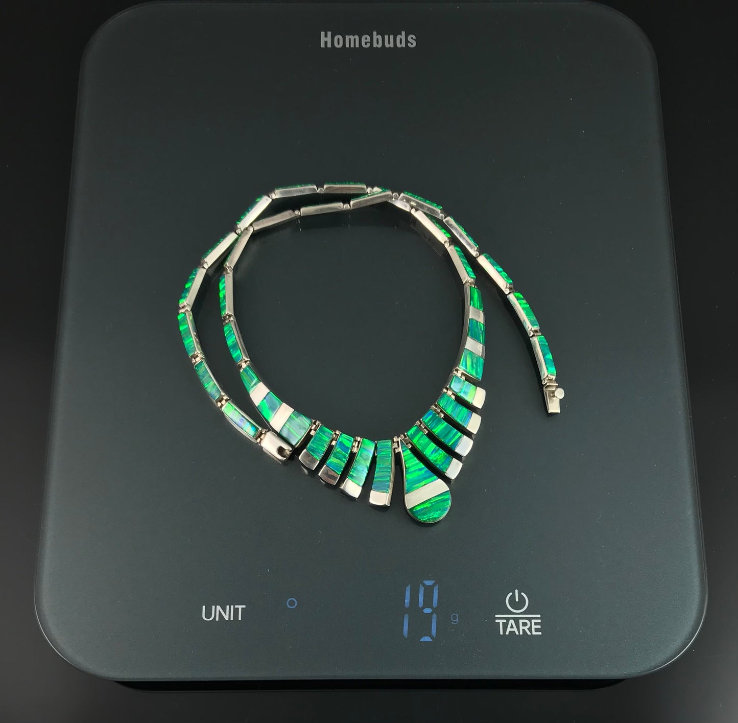 Vintage Opal Inlay Necklace - Taxco Mexico