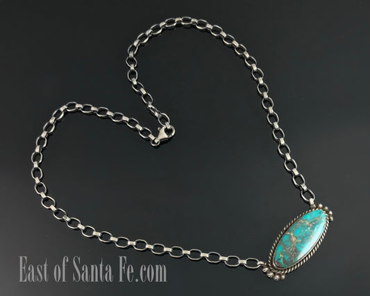 Kingman Turquoise Necklace Navajo Native American - Scott Skeets