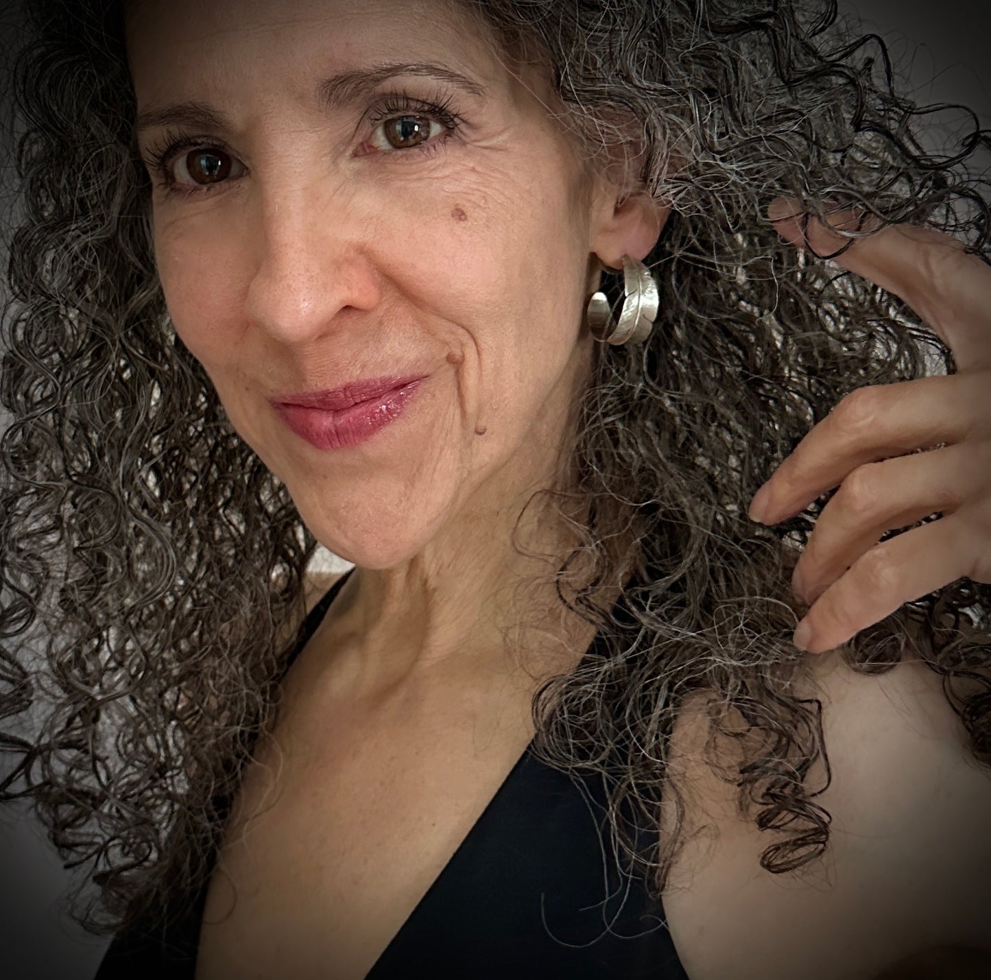 Sterling Feather Hoop Earrings Navajo Isleta Native American - Michael Kirk