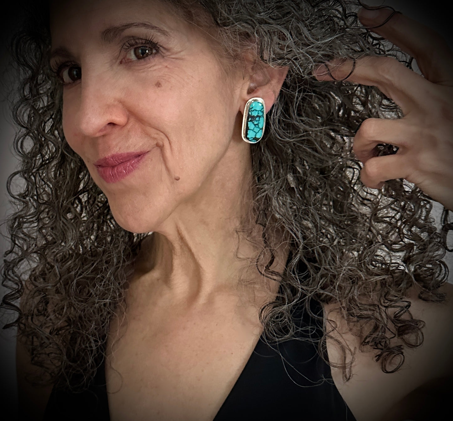 Spiderweb Turquoise Navajo Native American Earrings - Vintage