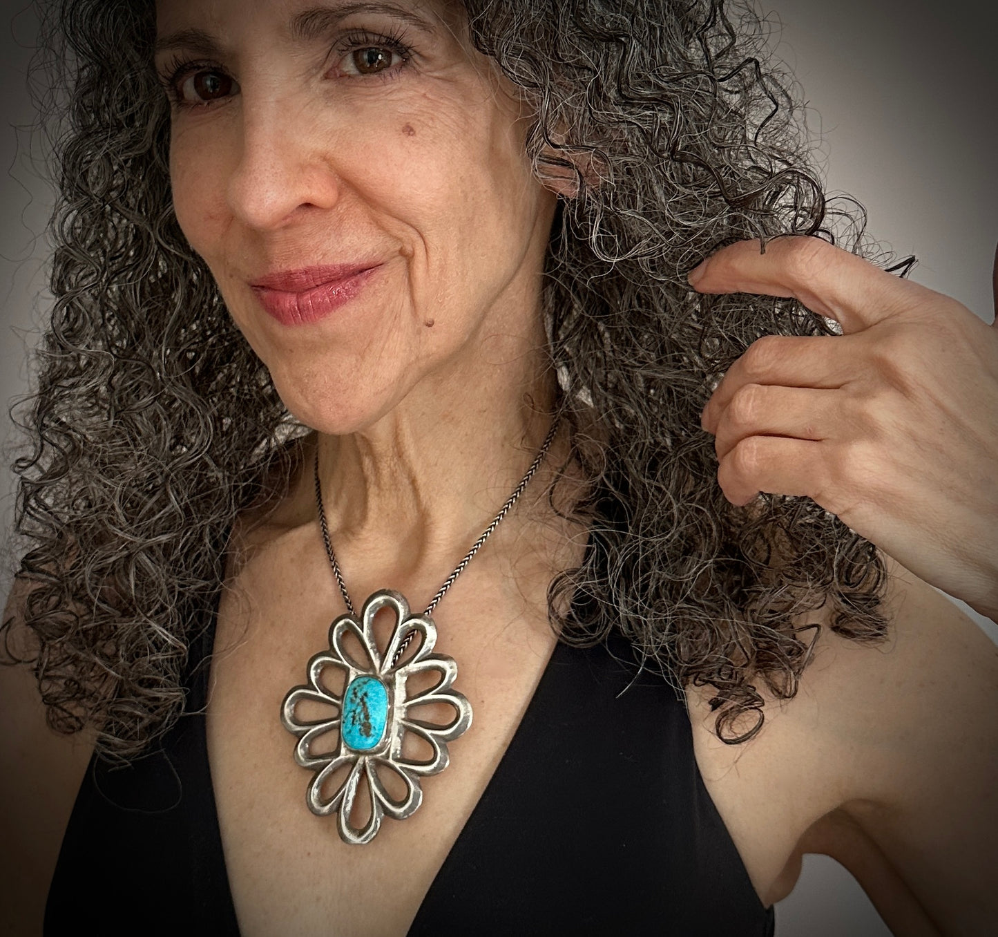 HUGE Sand Cast Turquoise Navajo Sterling Silver Pin Native American Navajo - Vintage