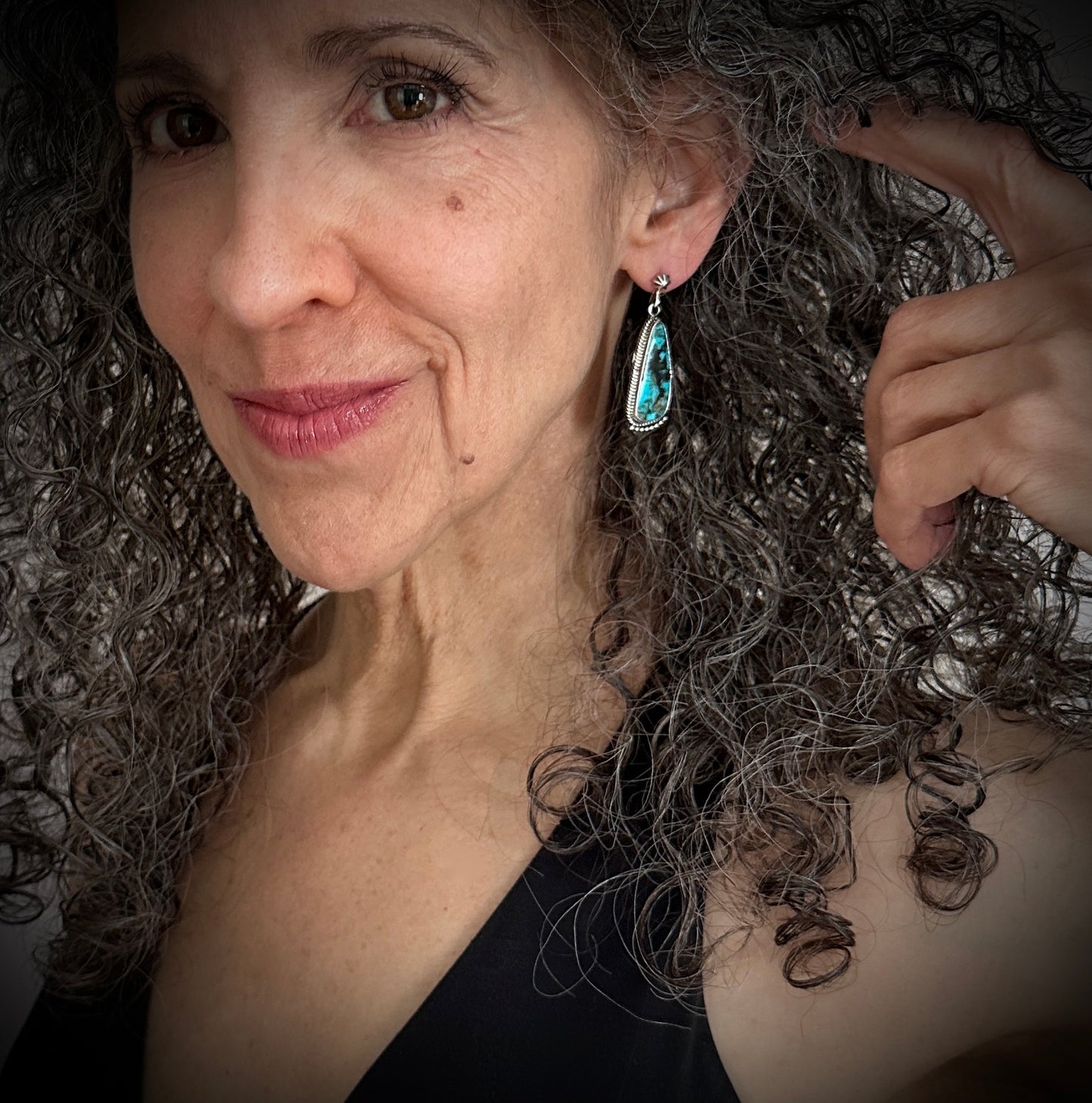 Turquoise and Rosette Navajo Native American Earrings - Verely Betone