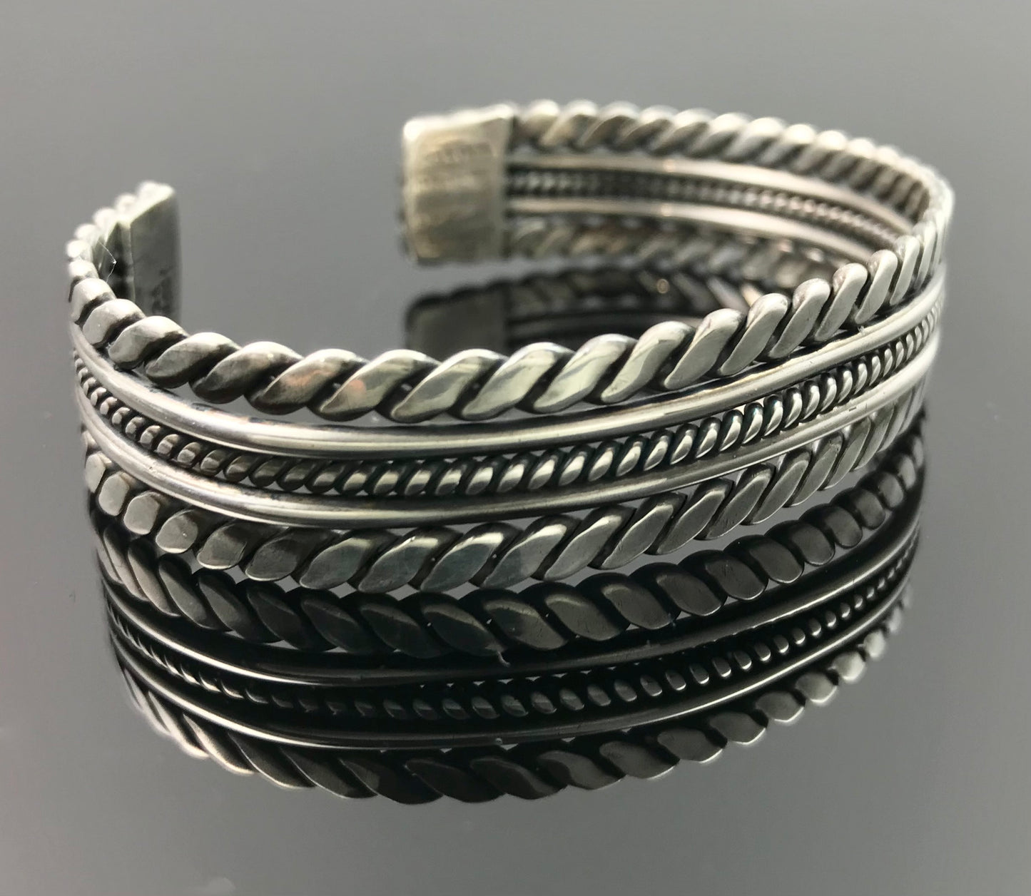 Vintage Twist Wire Sterling Silver Cuff Bracelet - 925 Mexico