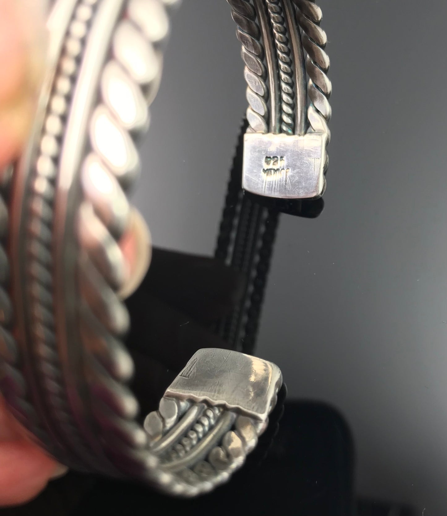 Vintage Twist Wire Sterling Silver Cuff Bracelet - 925 Mexico