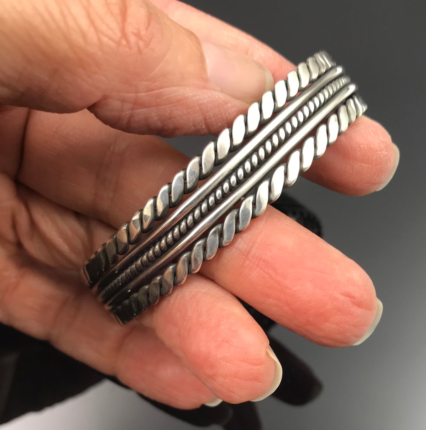 Vintage Twist Wire Sterling Silver Cuff Bracelet - 925 Mexico