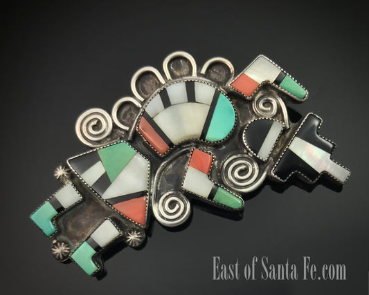 Vintage Zuni Inlay Rainbow Man or Rainbow Dancer Pin