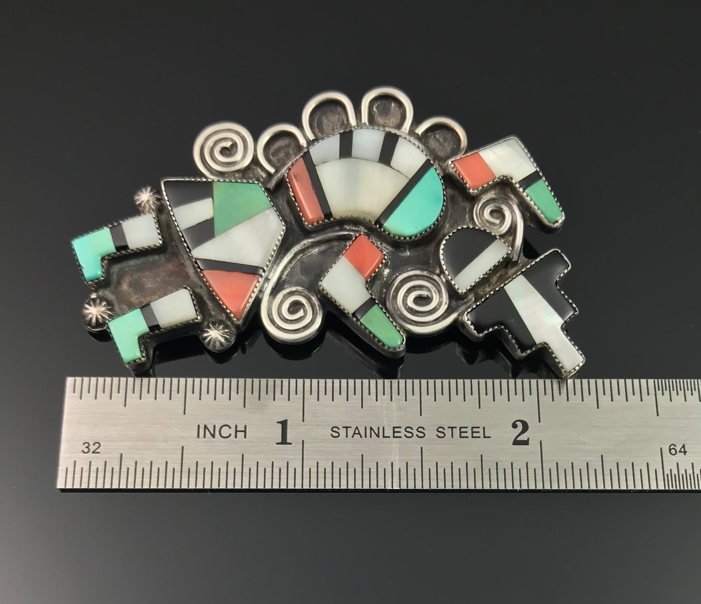 Vintage Zuni Inlay Rainbow Man or Rainbow Dancer Pin