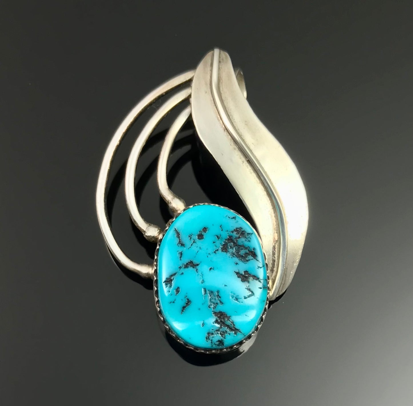 Vintage Turquoise Navajo Native American Necklace Pendant - AJ