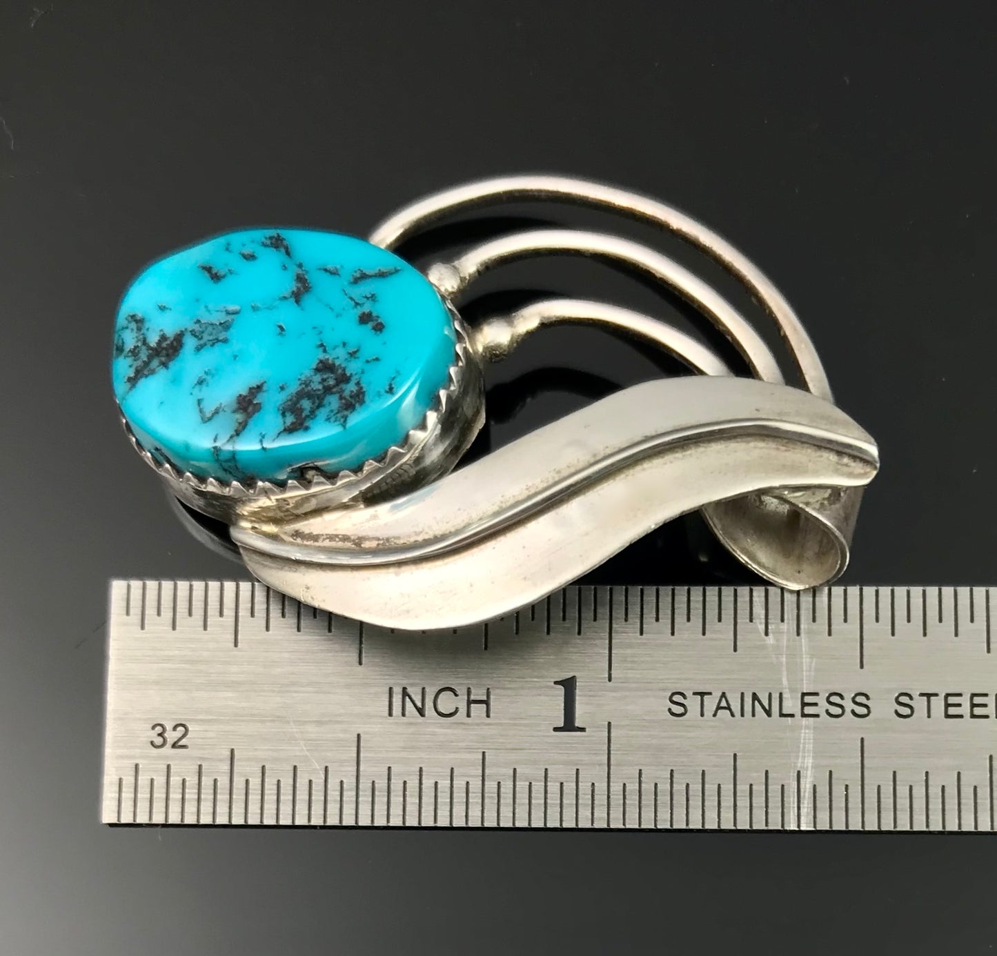 Vintage Turquoise Navajo Native American Necklace Pendant - AJ