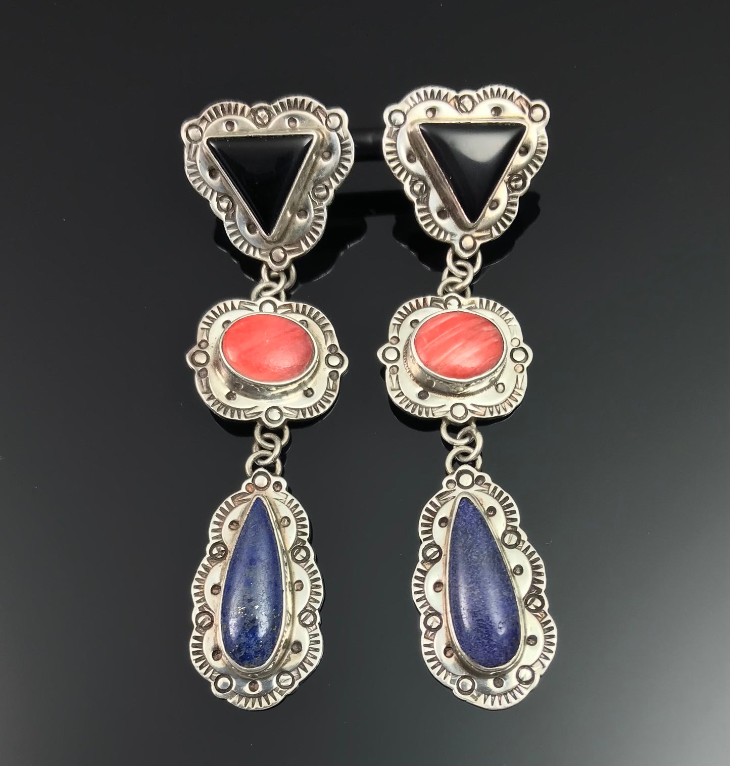 Vintage Native American Multi-stone Earrings - Garcia
