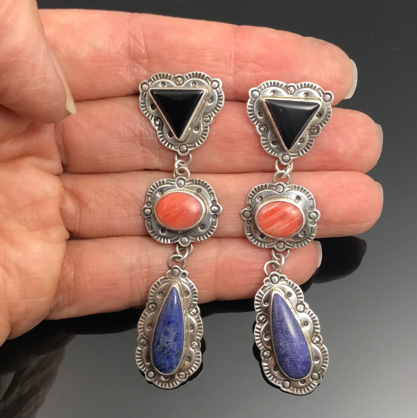 Vintage Native American Multi-stone Earrings - Garcia