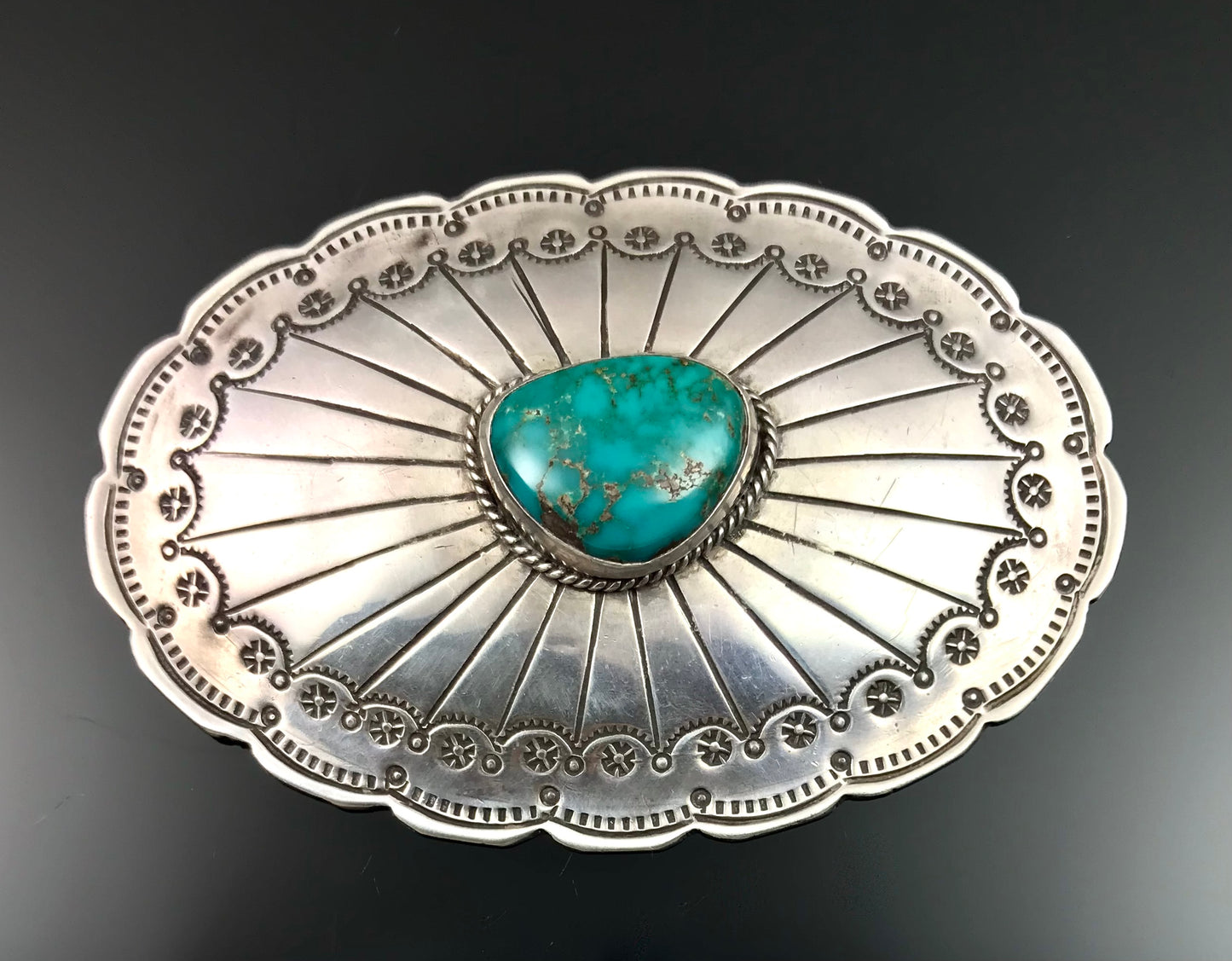 HUGE Turquoise Concho Pin Native American Navajo - Vintage