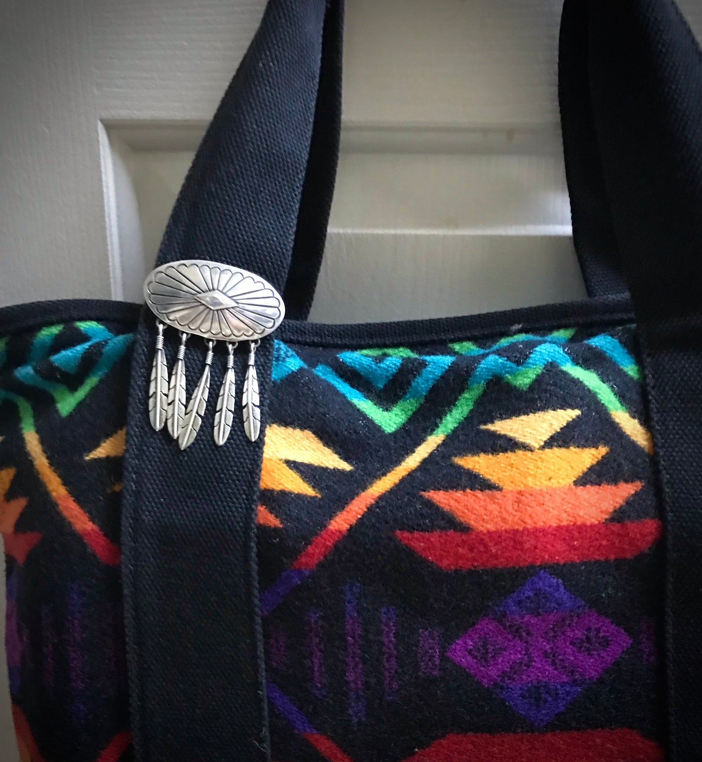 Feathers Concho Pin Brooch Sterling Silver Native American Navajo - Vintage