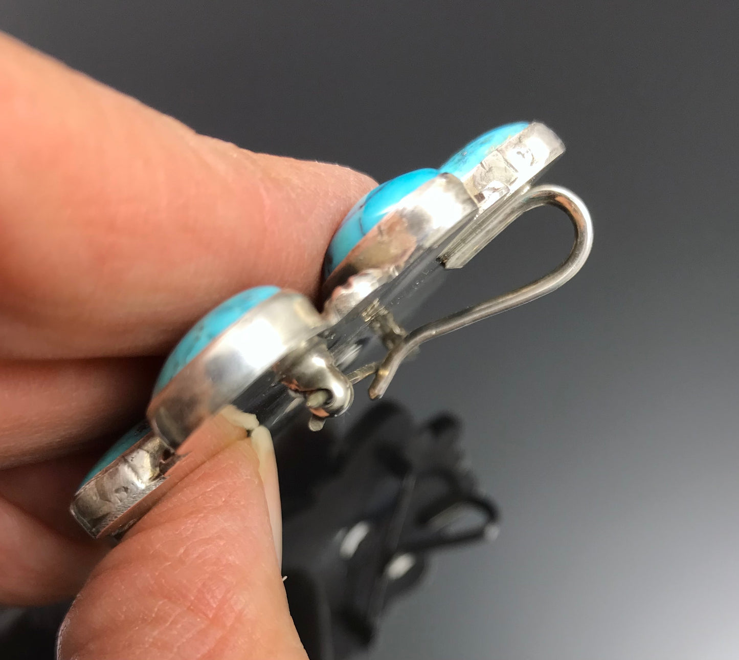 Large Kingman Turquoise Cluster Pin Pendant Necklace Native American Navajo Sterling Silver Signed - Arnold Goodluck