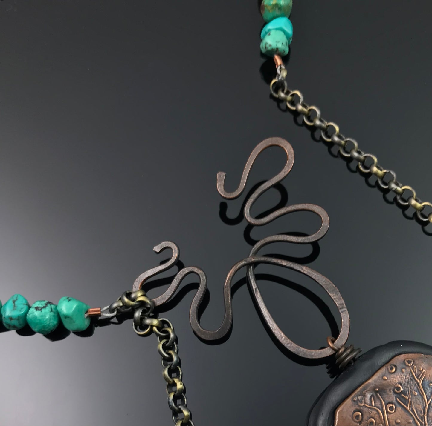 Turquoise and Mixed Media Art-to-Wear Necklace - Staci Louise Originals