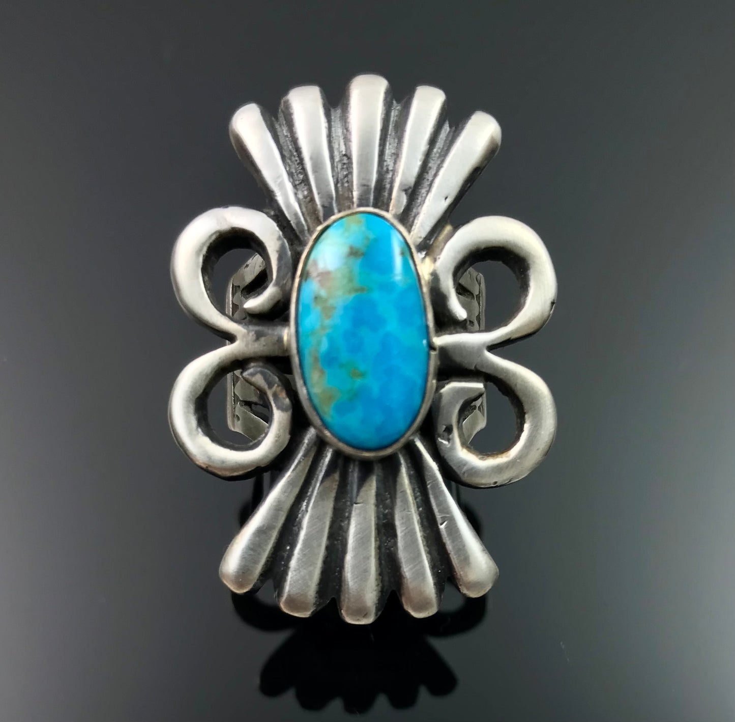 Turquoise Sand Cast Ring Native American Navajo Size 7 - Leroy James
