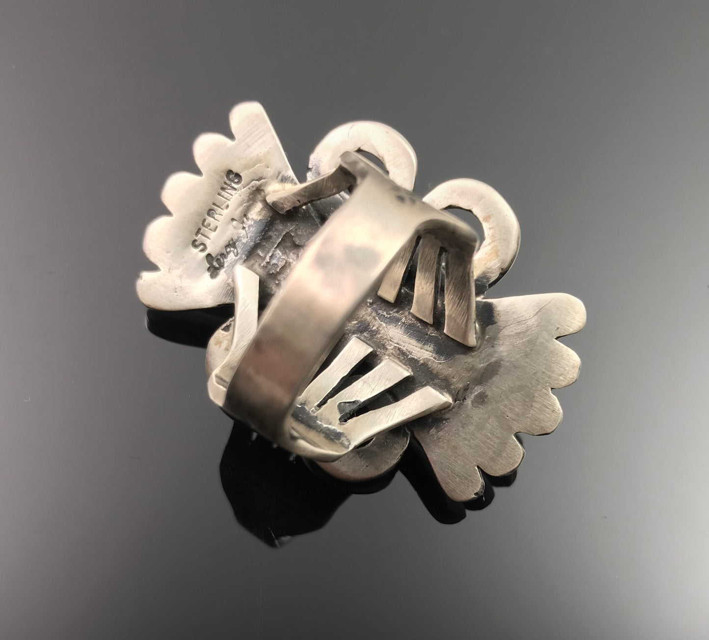 Turquoise Sand Cast Ring Native American Navajo Size 7 - Leroy James