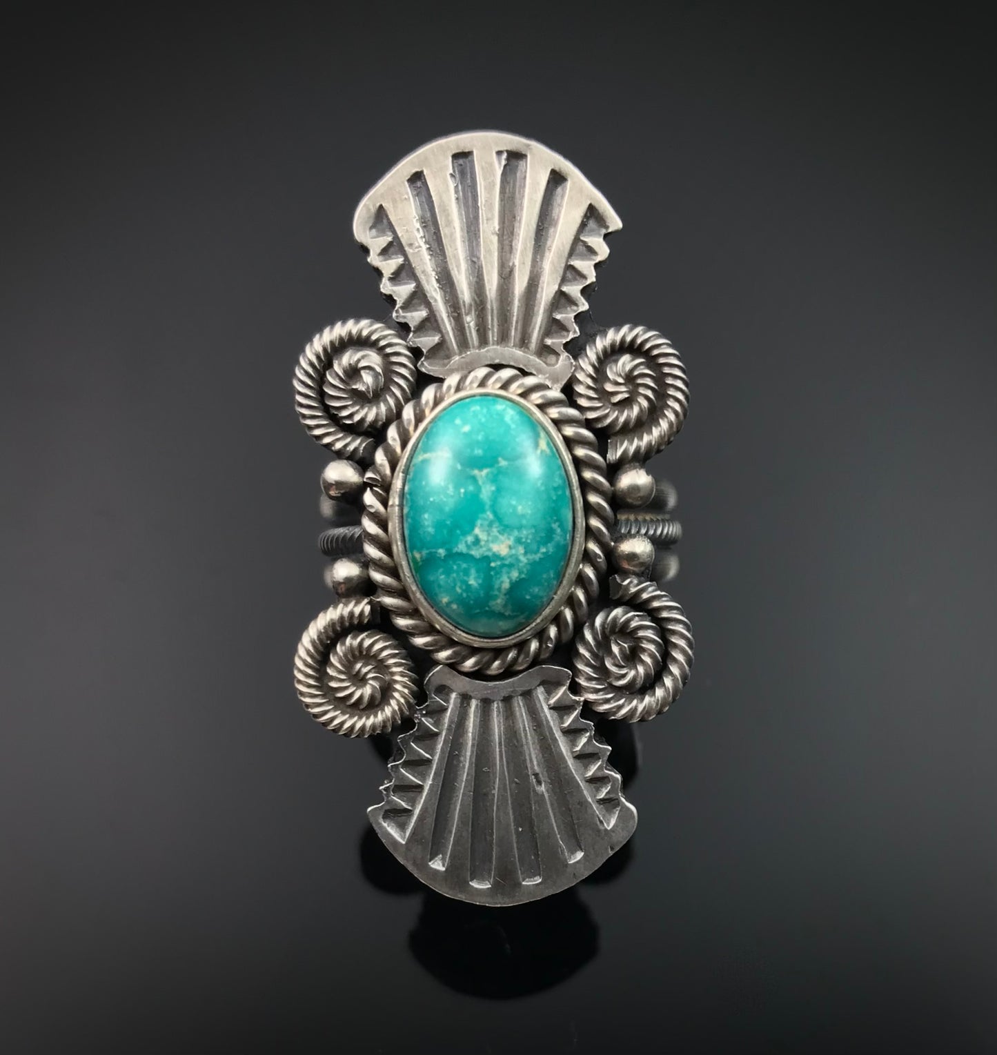 Sonoran Rose Turquoise Native American Navajo Ring Size 8 - Michael Calladitto