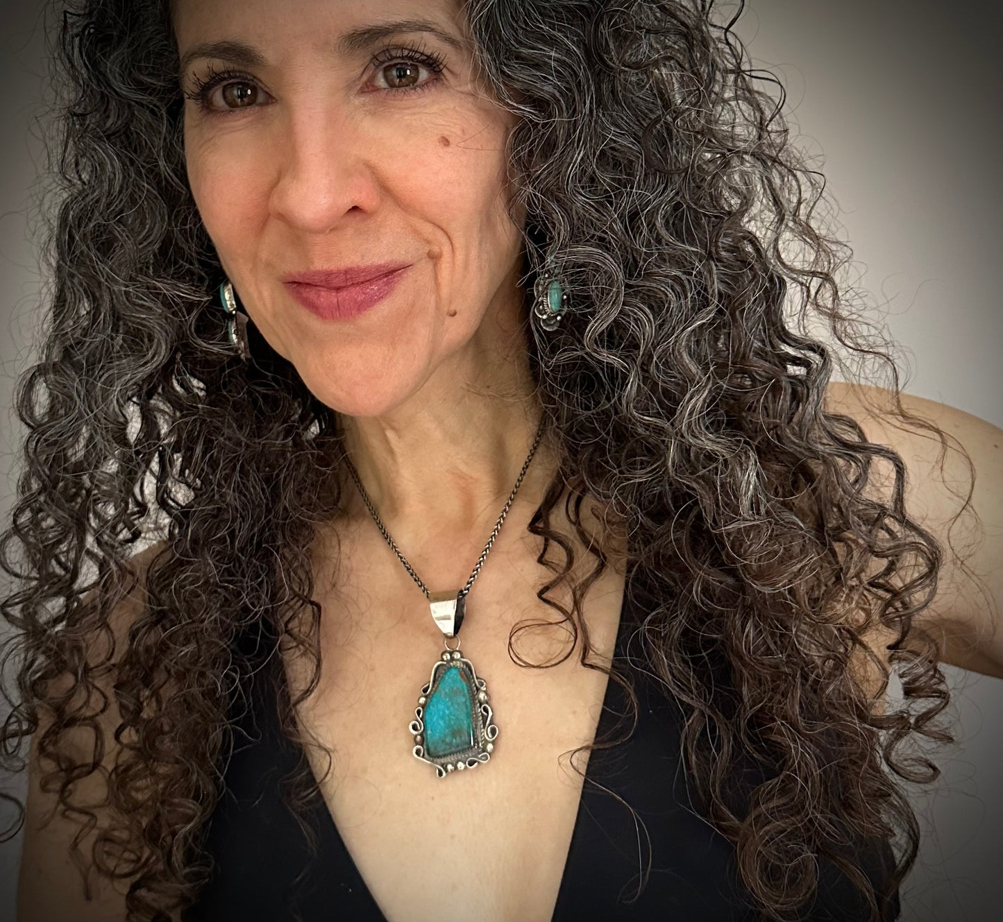 Bird's Eye Turquoise Native American Navajo Sterling Silver Necklace Pendant - KN