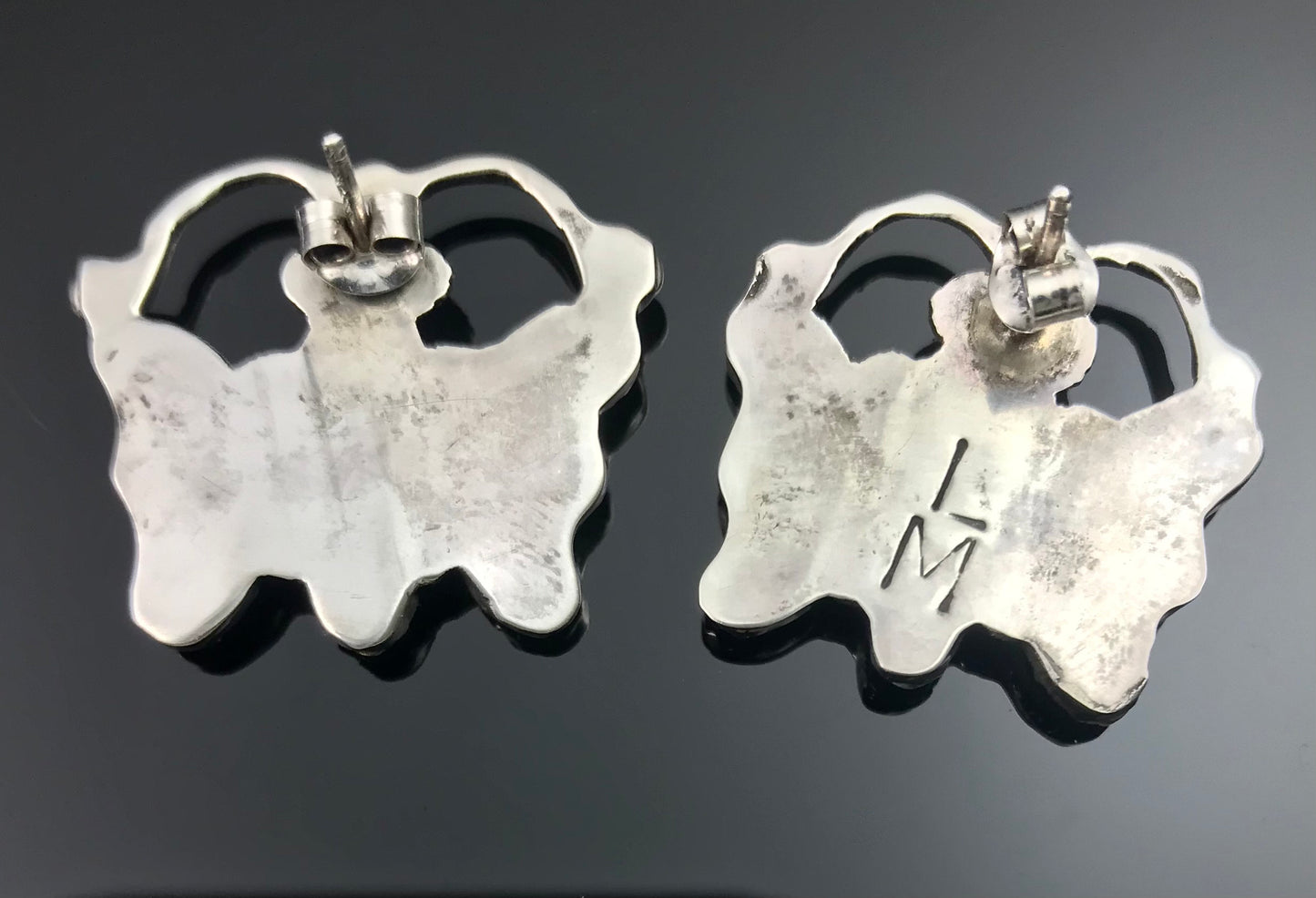 Vintage Butterfly Inlay Pendant & Earrings Zuni Signed - Lolita Milani