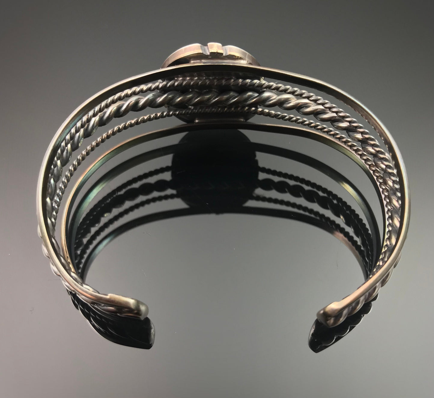 Twist Wire Green Turquoise Native American Navajo Cuff Bracelet Signed - A.S.