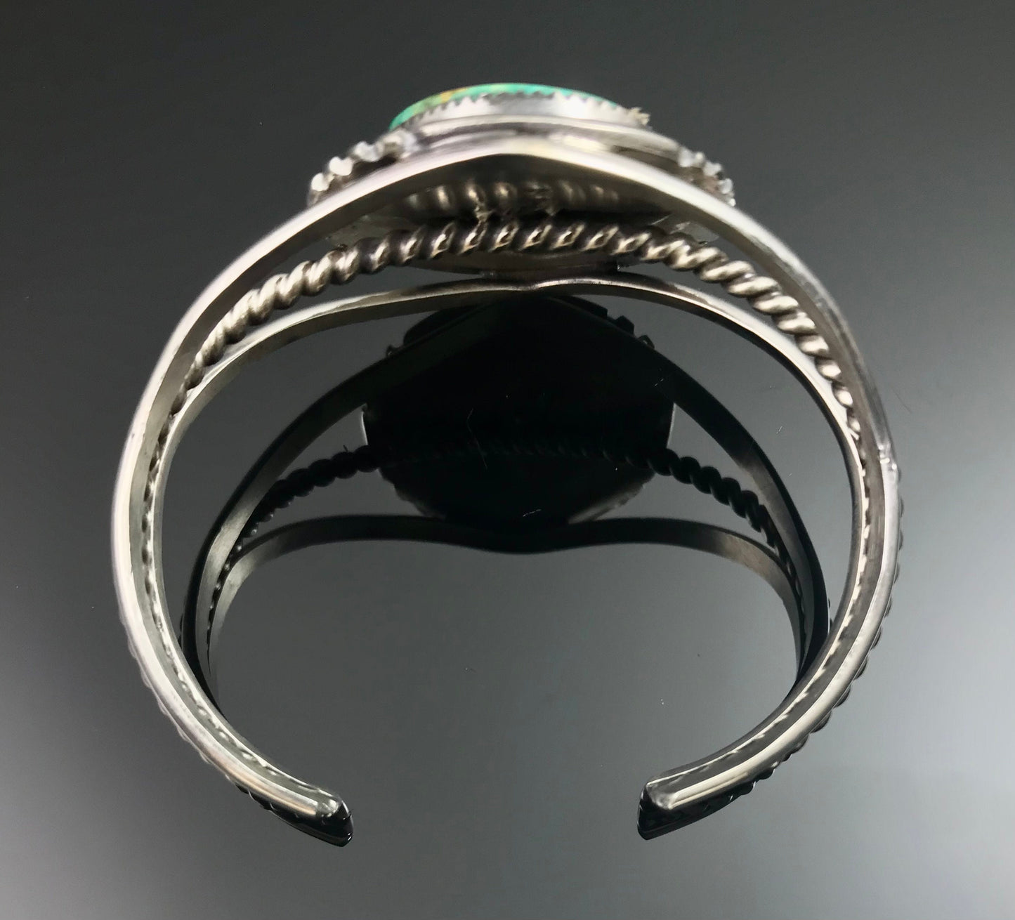 Twist Wire Turquoise Sterling Silver Native American Navajo Cuff Bracelet - Mike Thomas Jr
