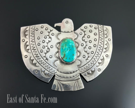 Turquoise Thunderbird Pin / Pendant Navajo Native American - Vernon Begay