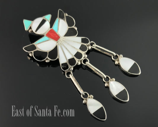 Zuni Thunderbird Inlay Pin Pendant Native American - Ricky Lateyice