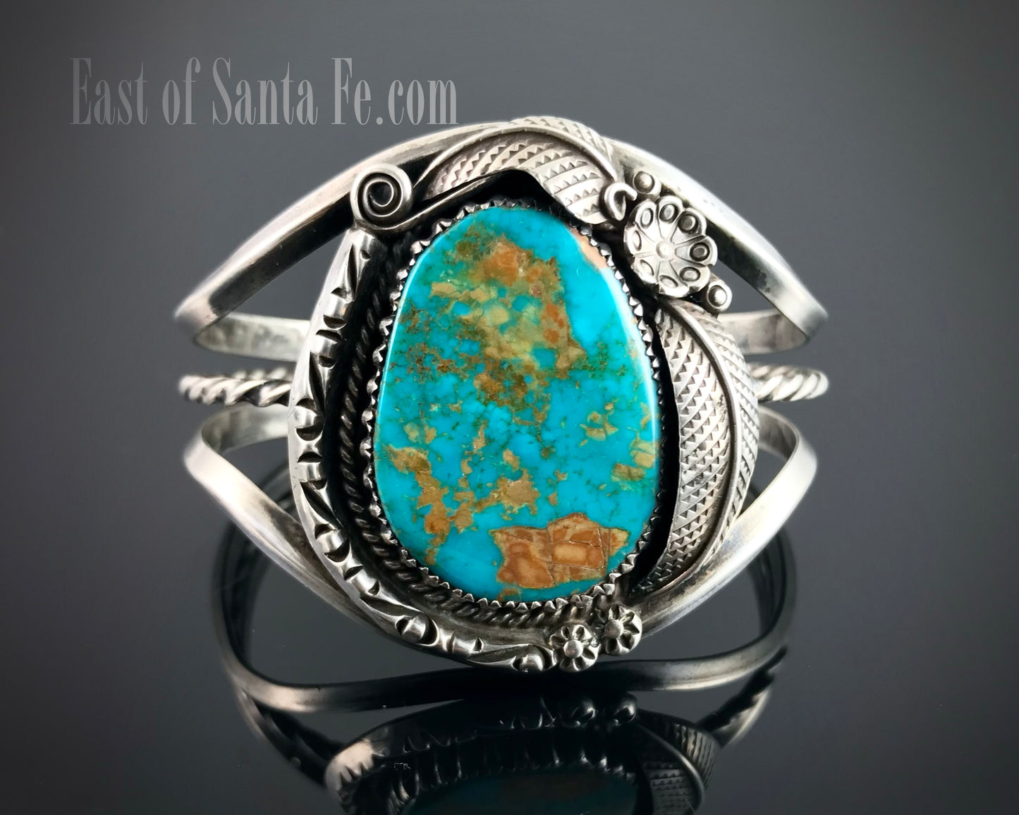 Turquoise Navajo Native American Sterling Silver Cuff Bracelet - Vintage