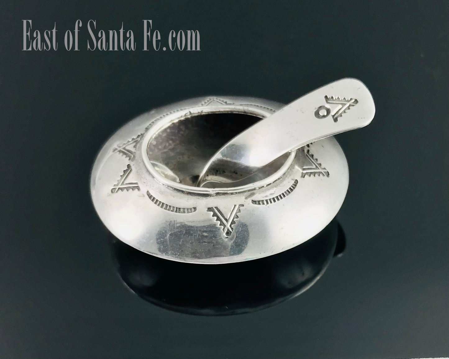 Vintage Navajo Native American Salt Cellar and Spoon Sterling Silver