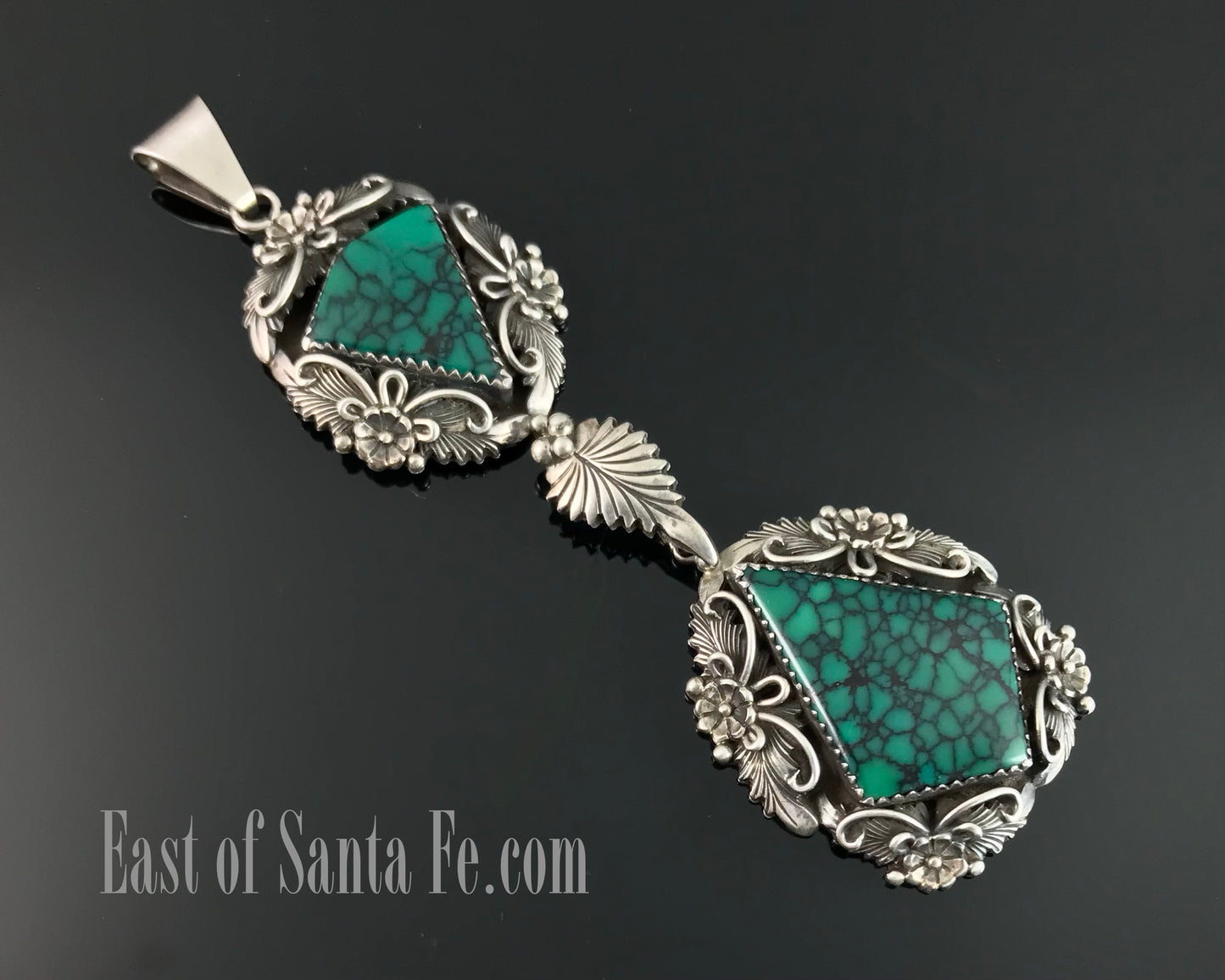 Double Spider Web Turquoise Navajo Pendant Native American - Peterson Johnson