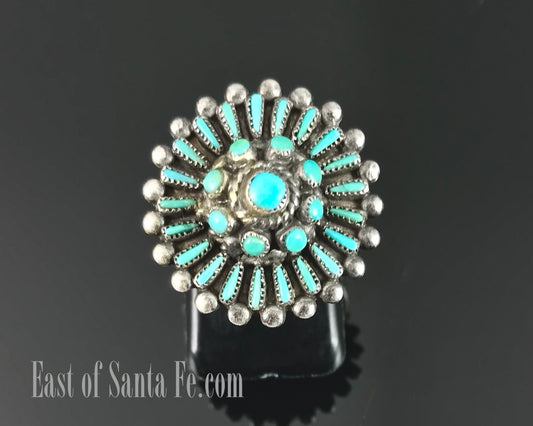 Zuni Turquoise Petit Point Cluster Ring Size 6 – Native American Vintage