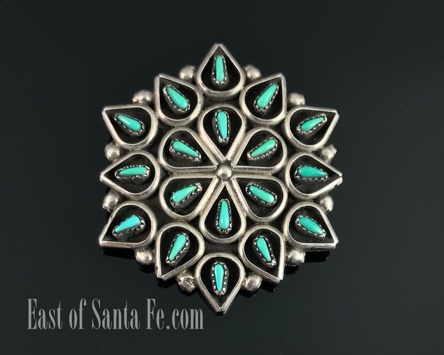 Zuni Turquoise Petit Point Cluster Pin / Pendant Native American - P & A Lahi