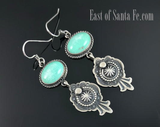 Old Style Carico Lake Turquoise Navajo Native American Earrings - Michael & Rose Calladitto